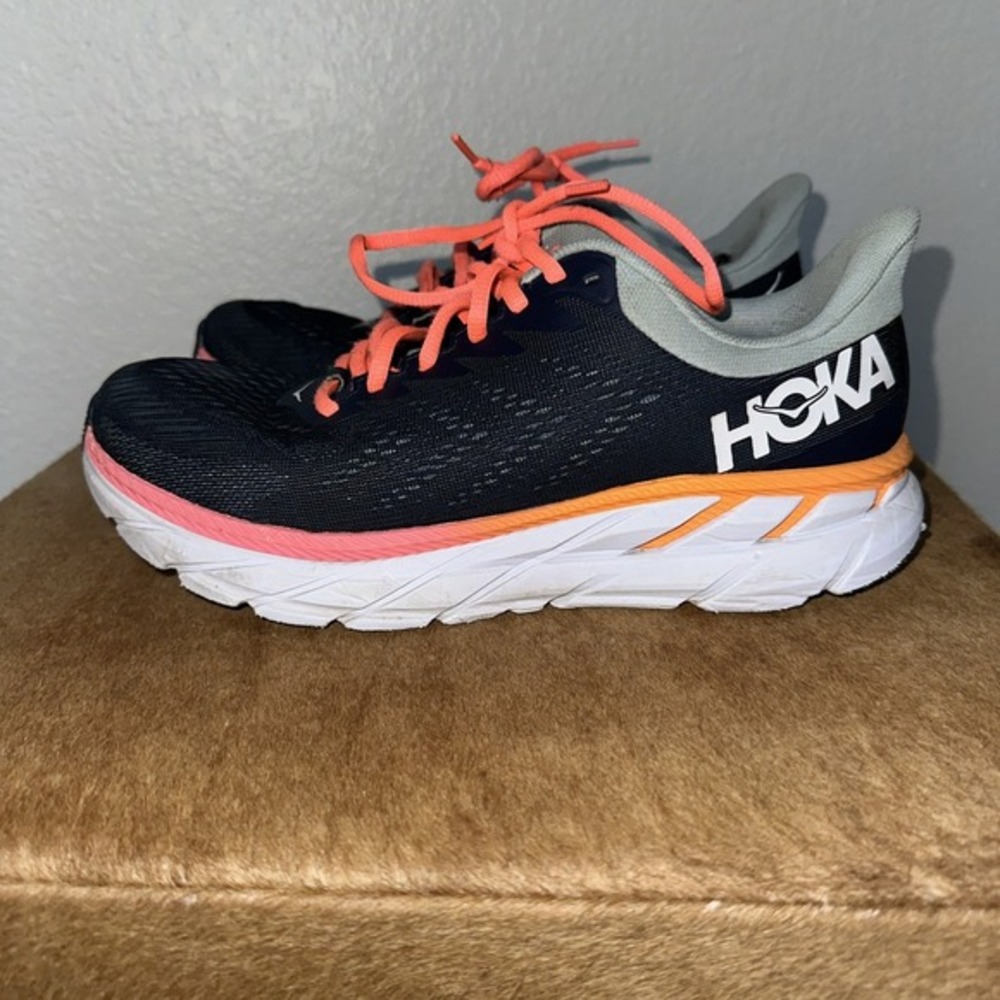 Hoka ONE  W Clifton 7 Navy Blue Size 9.5 DRunning Comfort  Sneakers 1110509 BIBH